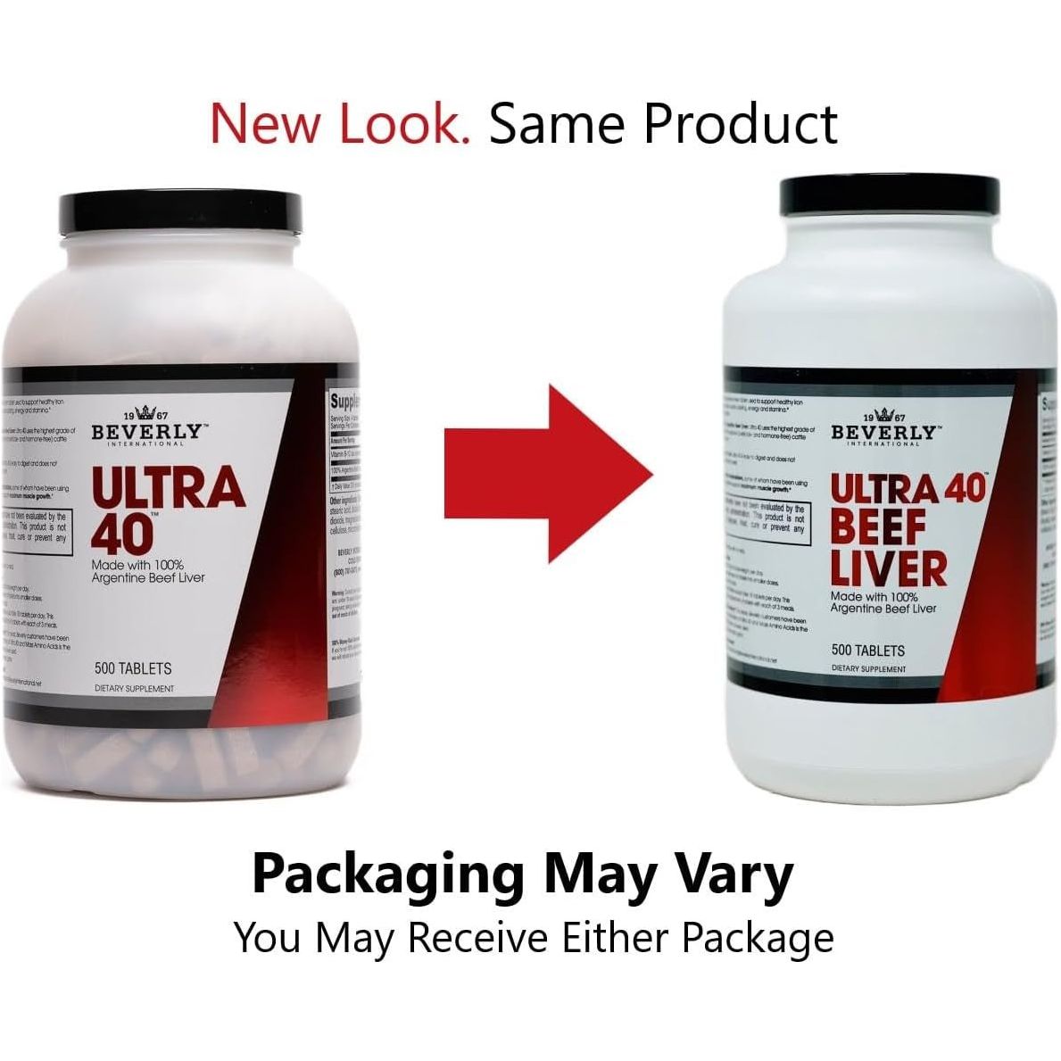 Beverly International Ultra 40 Grass Fed Desiccated Beef Liver, 500 Tab. - Suppviv