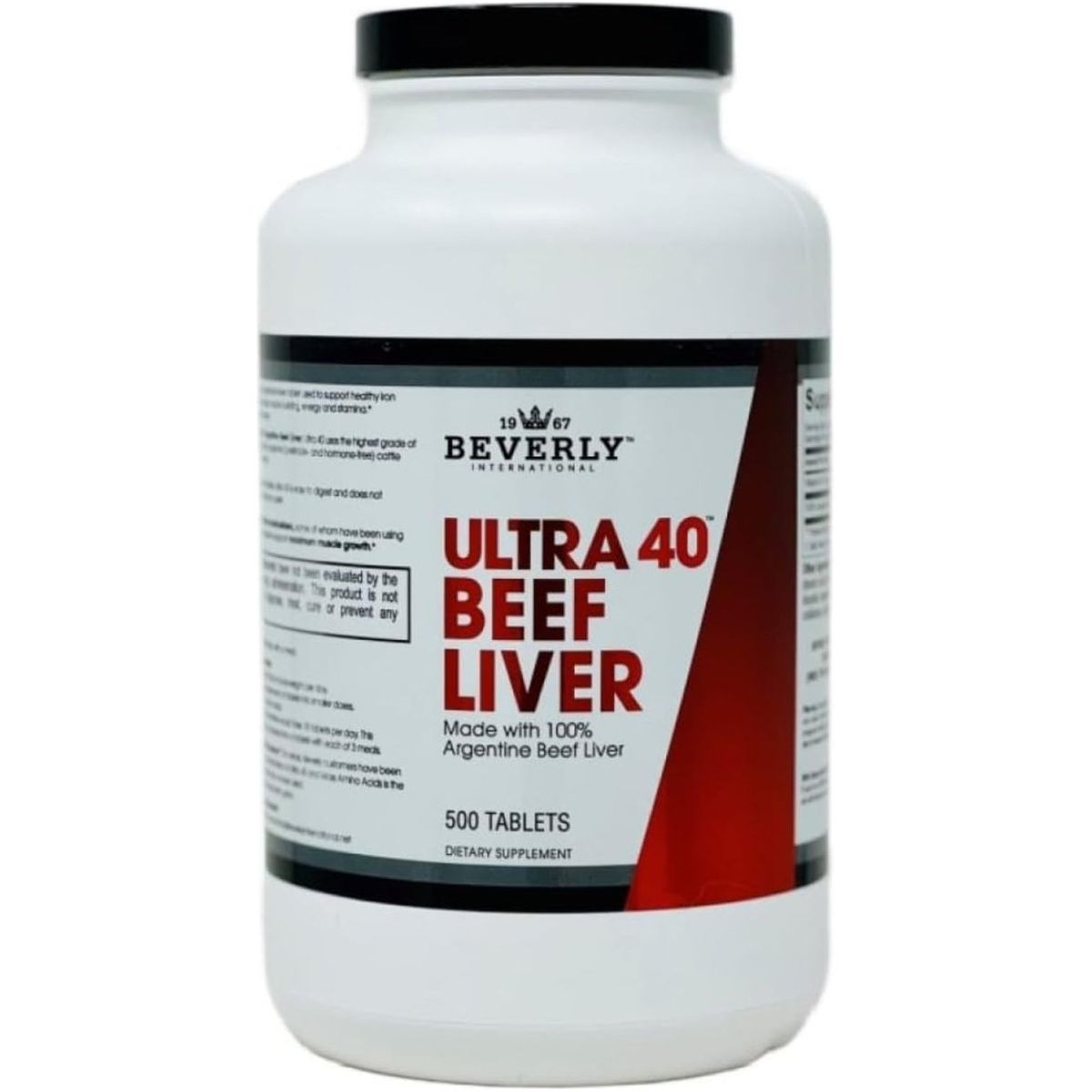 Beverly International Ultra 40 Grass Fed Desiccated Beef Liver, 500 Tab. - Suppviv