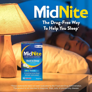 Midnite Back to Sleep 1.5 Mg Melatonin Sleep Aid 30 Quick Melt Tablets