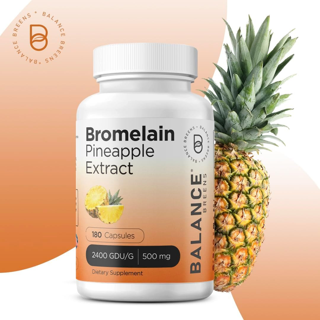 Balancebreens Bromelain 500Mg, 180 Capsules - Pineapple Extract Digestive Enzyme, Supports Digestion and Joint Health Supplement