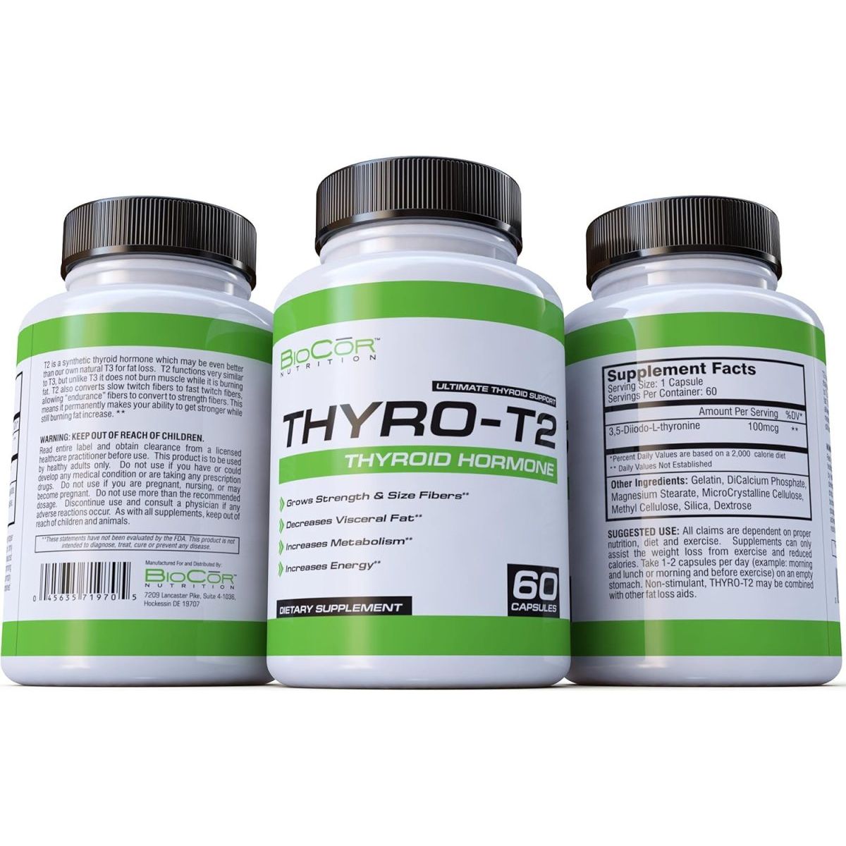 Biocor Nutrition Thyro - T2 Thyroid Hormone Fat Burner Supplement 60 Capsules - Suppviv