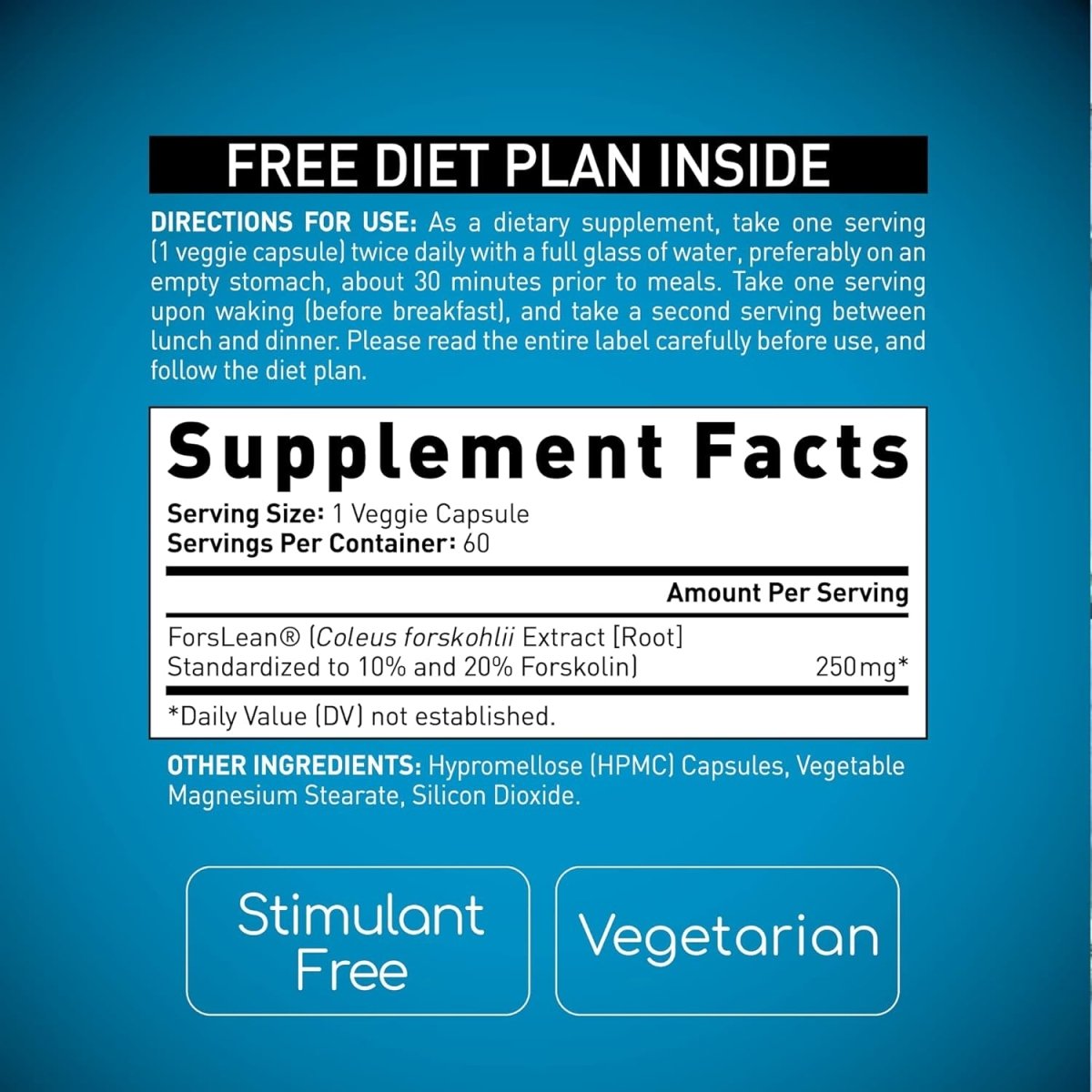 Biogenetic Labs Forskolin Lean & Tone - Weight Loss Pills 60 Capsules - Suppviv