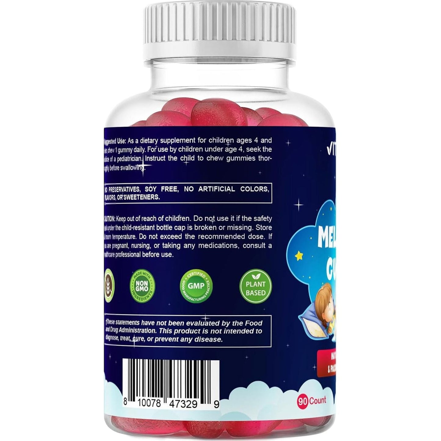 Vitamatic Sugar Free Kids Melatonin 1Mg, 90 Gummies 90 Days Supply