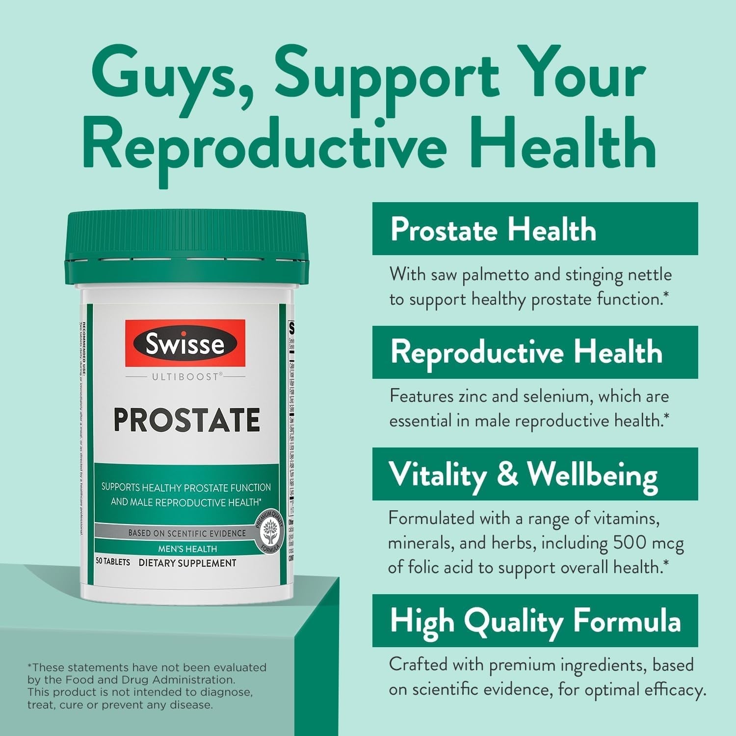 Swisse Saw Palmetto for Men Prostate Supplement | Supports Prostate Health & Male Reproductive Health 50 Tablets