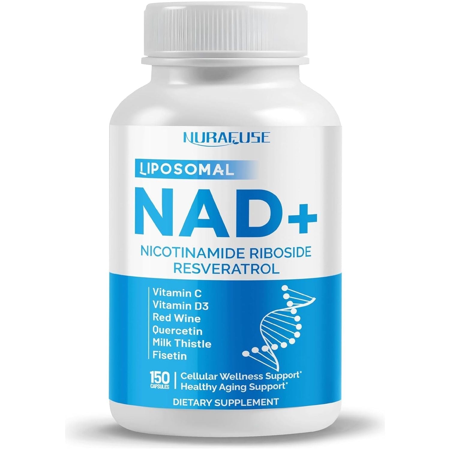 Liposomal NAD+ Trans-Resveratrol with Red Wine Milk Thistle Quercetin Fisetin - Healthy Aging Support - Made in the USA