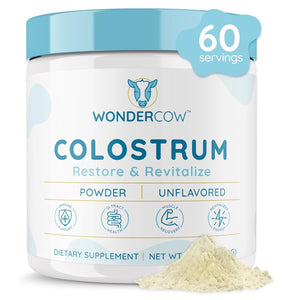 WONDERCOW Colostrum Supplement Powder for Gut Health, Immune Support, Muscle Recovery & Wellness 60 Servings