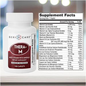 Gericare Thera High Potency Multivitamin with Mineral Caplets, Nutritional Supplement, 100 Count