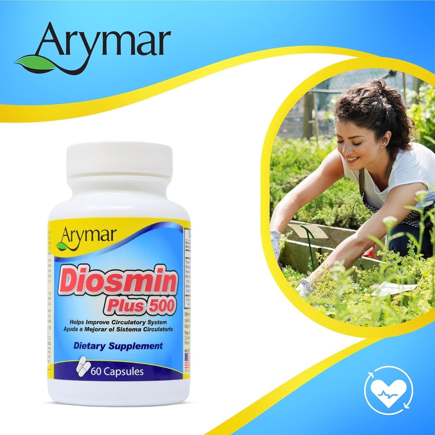 Arymar Diosmin plus 500, Circulatory System Support (60 Capsules)