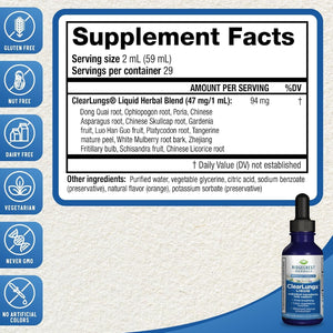 Ridgecrest Herbals Clearlungs Liquid Herbal Wellness Supplement (2 Fl Oz, 29 Servings)