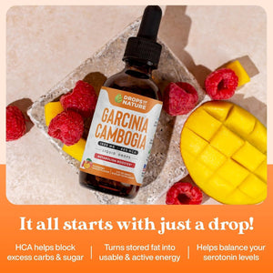 Garcinia Cambogia - Appetite Suppressant for Weight Loss - 2 Fl. Oz. Natural Raspberry Mango