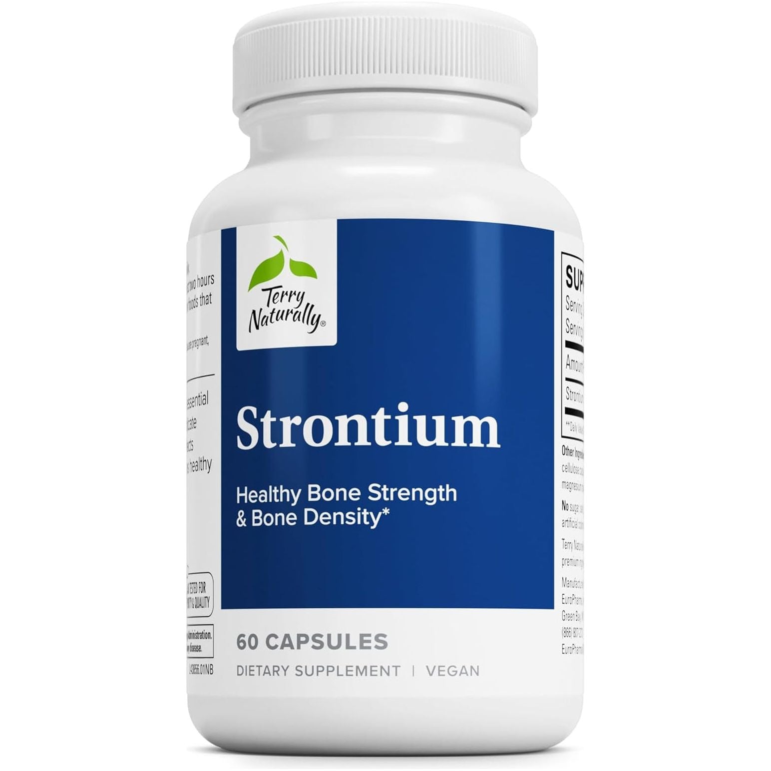 Terry Naturally Strontium - Bone Health & Strength Support Supplement - 60 Capsules