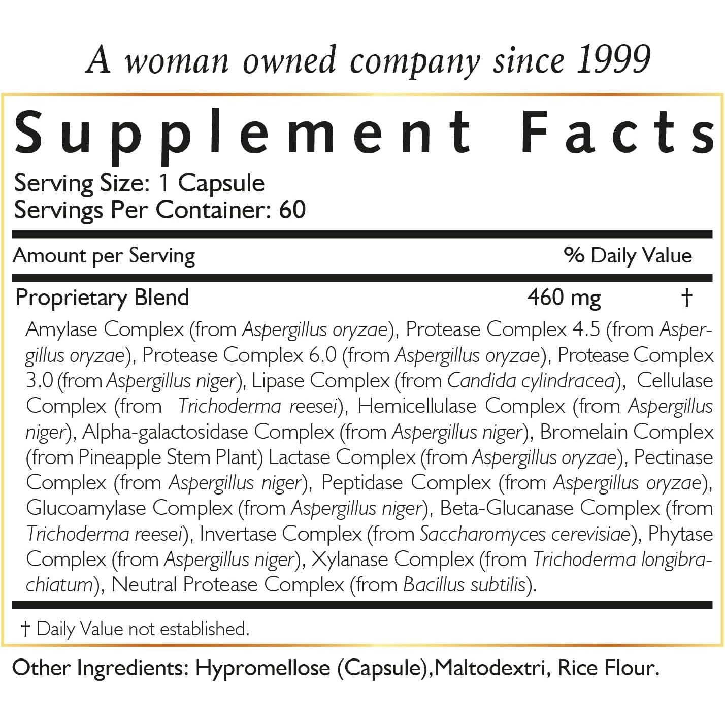 Coco March Broad Spectrum Enzymes- 18 Enzymes for Gluten-Lactose-Digestive Support 460 Mg Proprietary Blend, 60 Capsules