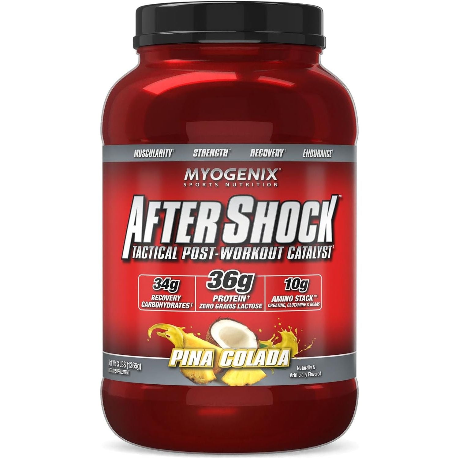 MYOGENIX Aftershock Post Workout, Muscle Growth Whey Protein Powder - Pina Colada 3 LBS