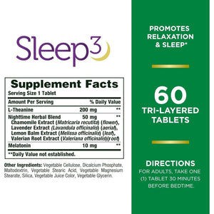 Nature'S Bounty Sleep3 Melatonin 10Mg, Maximum Strength 100% Drug Free Sleep Aid 60 Tablets