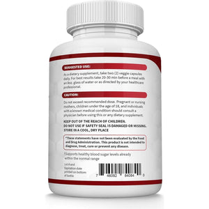 Blood Sugar Complex Supplement - Supports Healthy Blood Sugar Levels Already within Normal Range 60 Capsules.