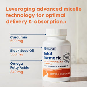 Nativepath Turmeric Curcumin with Black Seed Oil - Advanced Antioxidant & Joint Support Supplement 60 Softgels