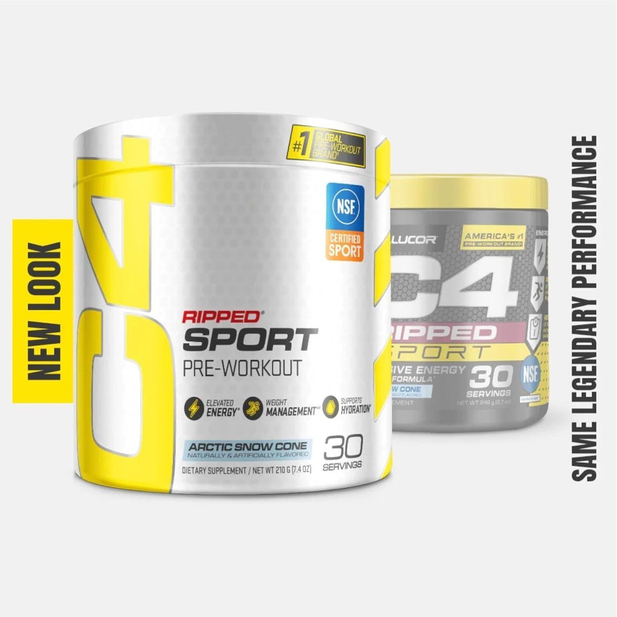 C4 Ripped Sport Pre Workout Powder Arctic Snow Cone - Sugar Free - 135Mg Caffeine 30 Servings - Suppviv