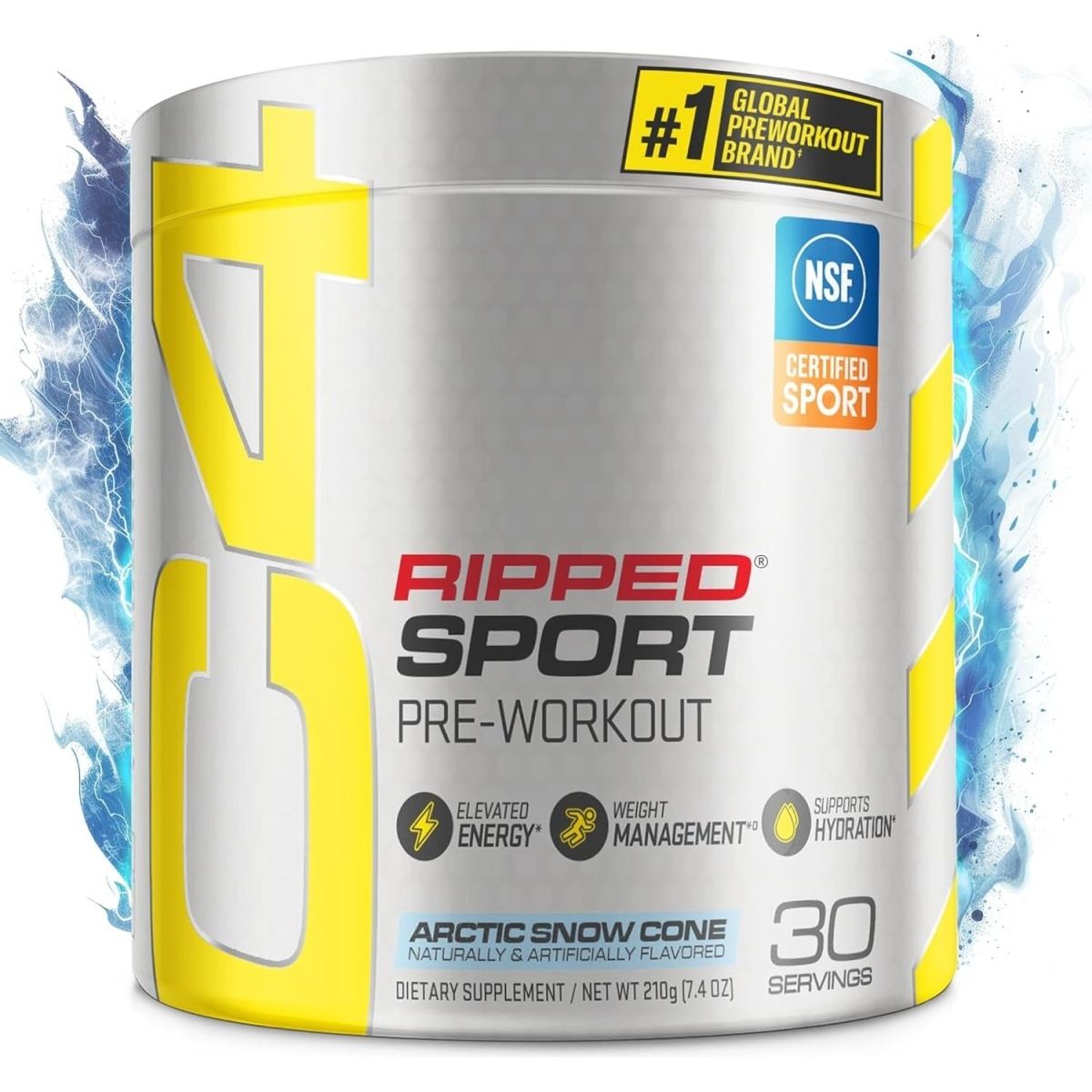 C4 Ripped Sport Pre Workout Powder Arctic Snow Cone - Sugar Free - 135Mg Caffeine 30 Servings - Suppviv