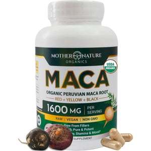 Mother Nature USDA Organic Maca Root 1600Mg, Supports Mood, Hormonal Balance Reproduction & Energy (120Ct)