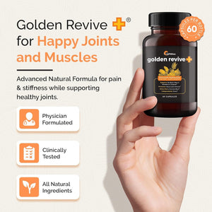 Golden Revive + Joint Support Supplement Featuring Turmeric with Black Pepper, Quercetin, and Magnesium - 60 Capsules