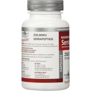 Serra Enzyme Serrapeptase Supplement - Clear Lungs and Sinuses, Proteolytic, Digestive Cleanse |250,000 IU| 90 Capsules