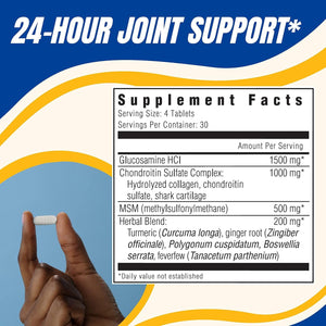 Glucosamine & Chondroitin Sulfate with MSM, 24 Hour Joint Support, Healthy Bones, Supports Healthy Mobility, 30 Servings, 120 Count