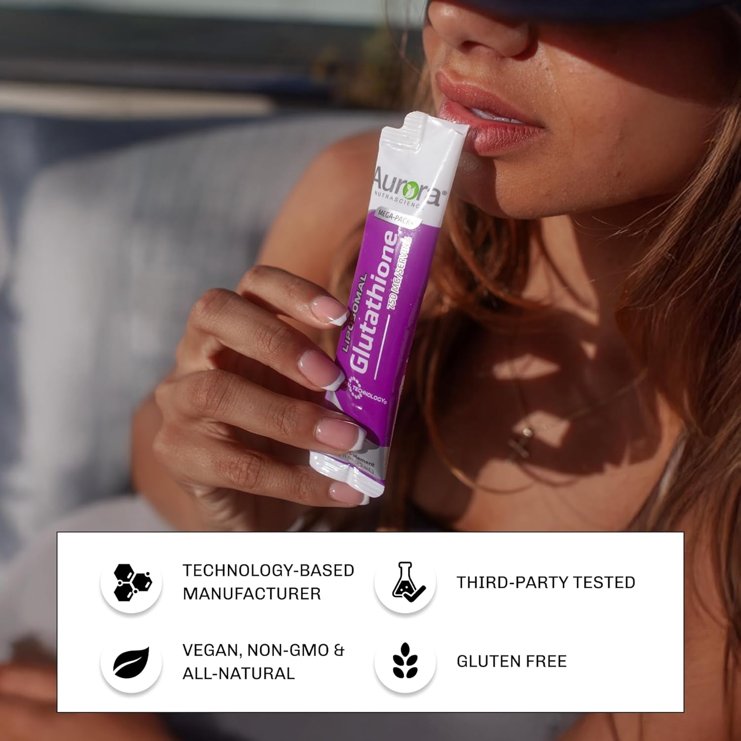 Aurora Nutrascience Mega-Liposomal Liquid Glutathione, Immune System Support, Antioxidant, 750 Mg, 32 Packets