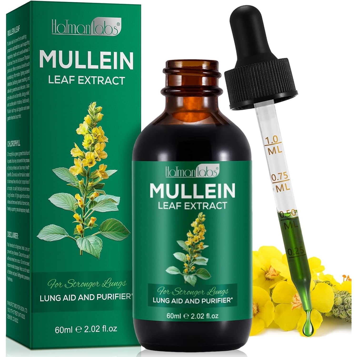 Mullein Leaf Extract Mullein Leaf Extract for Lungs Mullein Drops Mullein Leaf Lung Cleanse Supplement 2.02 Fl.Oz
