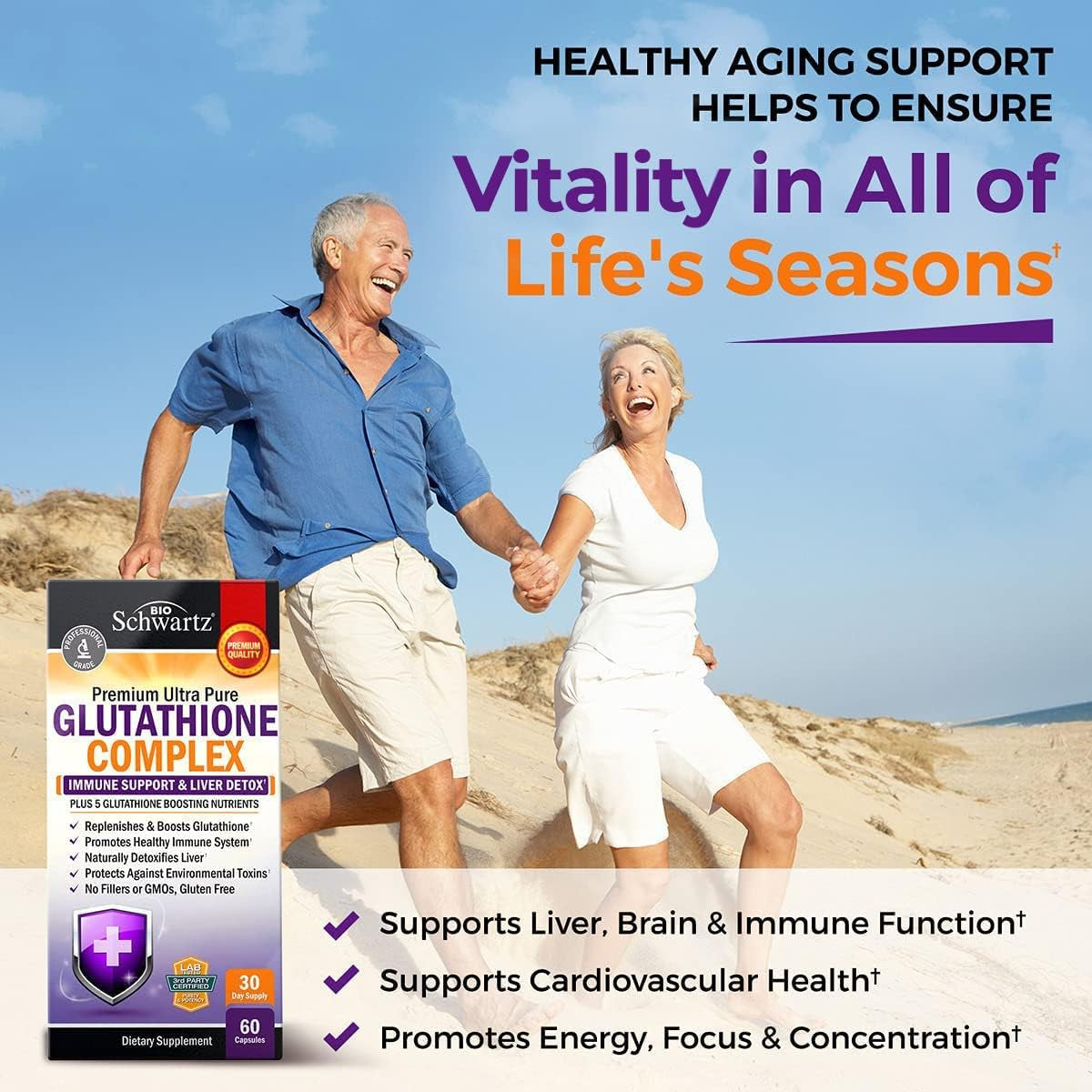 Glutathione Supplement Liver Detox - Natural Immunity Defense Health Formula and Cleanse 500Mg 60Ct