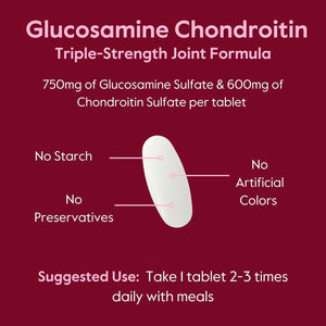 BESTVITE Glucosamine & Chondroitin Sulfate 750/600 Triple Strength (250 Tablets) - Joint Support