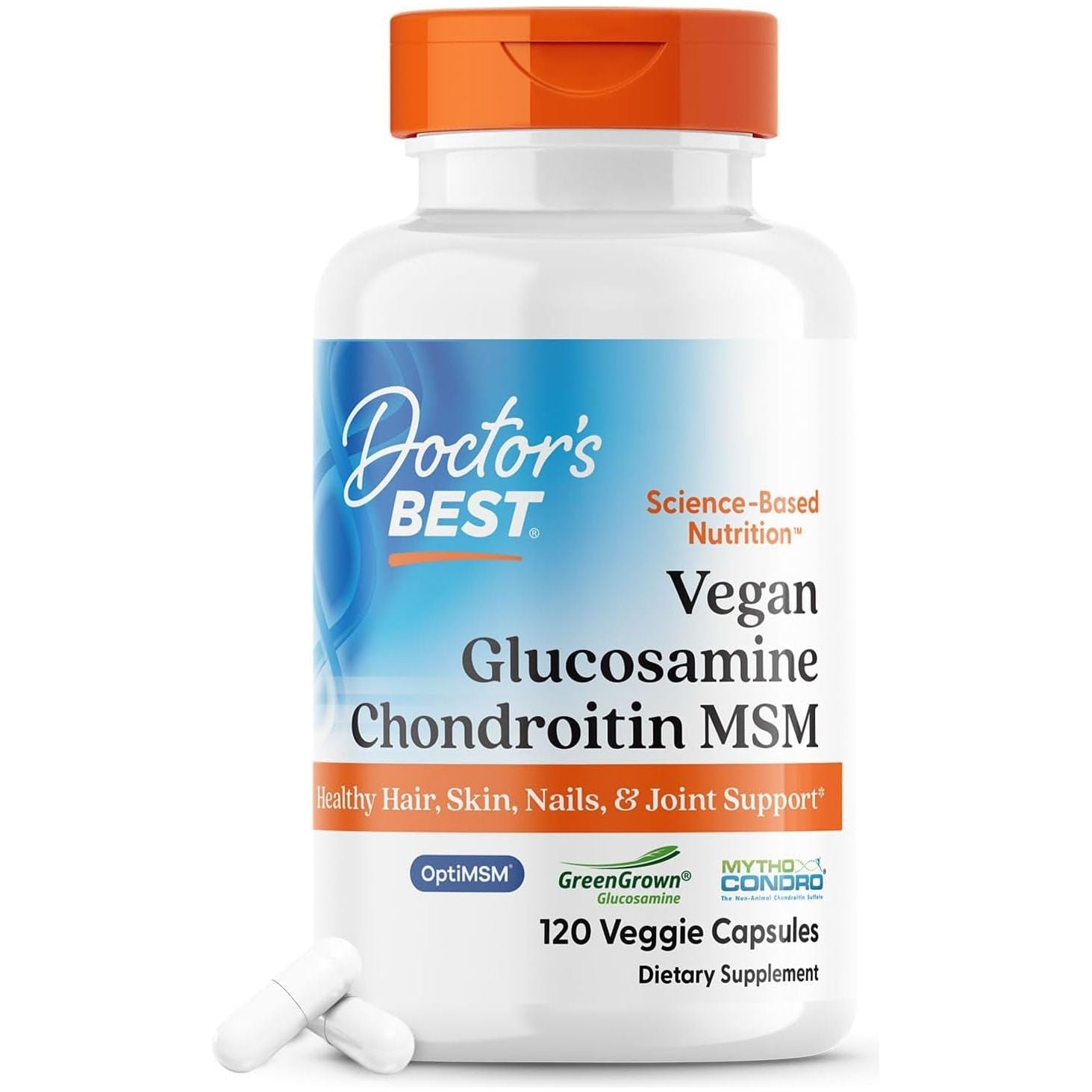 Doctor'S Best Vegan Glucosamine Chondroitin MSM, Joint Health, Hair, Skin & Nails, Capsule,120 Count