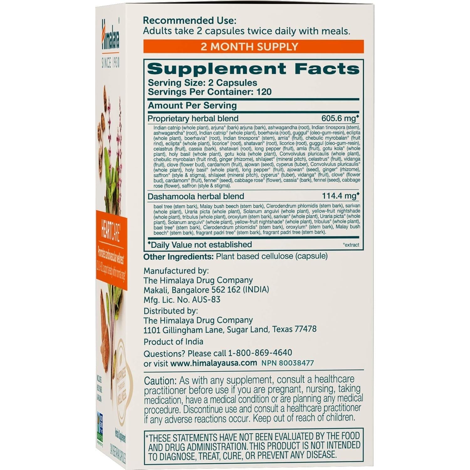 Himalaya Heartcare, Cholesterol & Blood Pressure Supplements 720Mg, 120 Servings