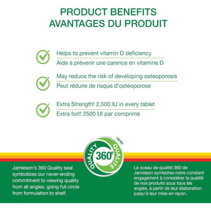 Jamieson Vitamin D 2500IU NEW 180 Tablets