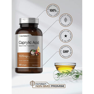 Horbaach Caprylic Acid 1320Mg Supplement | 150 Softgel Capsules | from MCT Oil | Non-Gmo & Gluten Free
