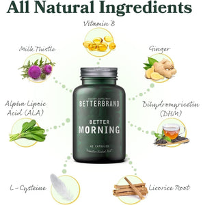 Betterbrand Bettermorning All-Natural Ingredients with DHM - Supports Liver Aid (42 Capsules)