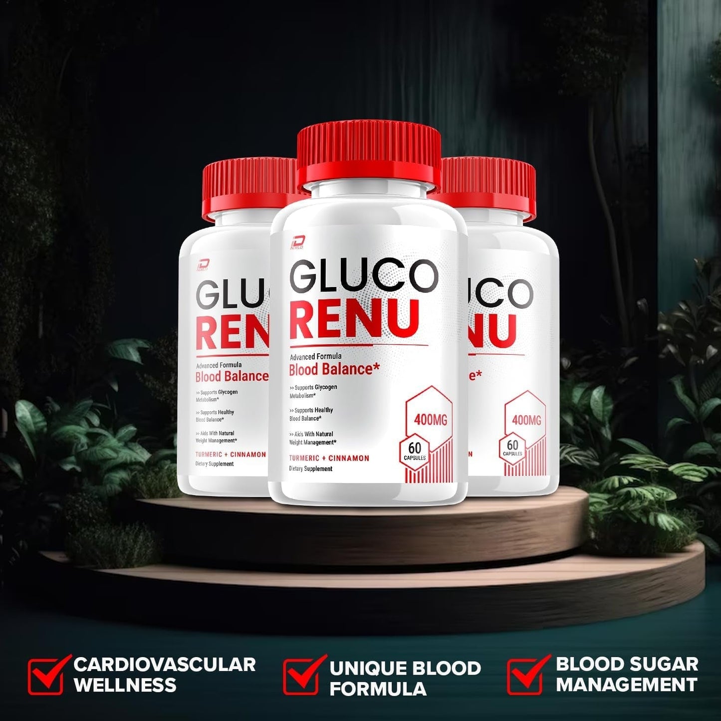 Advanced Gluco Renu Capsules, All Natural Formula to Maintain Healthy Levels (60 Capsules)