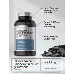 Horbäach Glucosamine Chondroitin MSM | Advanced Formula with Turmeric (3600 Mg/360 Caplets )