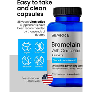 Vitamedica Bromelain & Quercetin Supplement for Immunity, Joint Support, Inflammation and Muscle Recovery 30 Servings