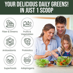 Super Greens Powder - Immunity, Digestive Enzymes & Probiotics for Energy, Gut Health, Bloating Relief for Women 60 Servings