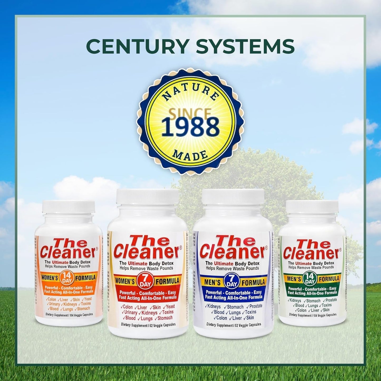 Century Systems the Cleaner Detox, Powerful 7-Day Complete Internal Cleansing Formula 52 Capsules