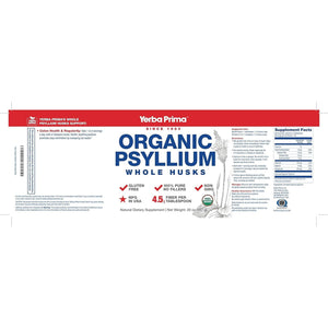 Yerba Prima Organic Psyllium Whole Husks Colon Cleanser - Natural Daily Dietary Fiber Supplement 20 Oz