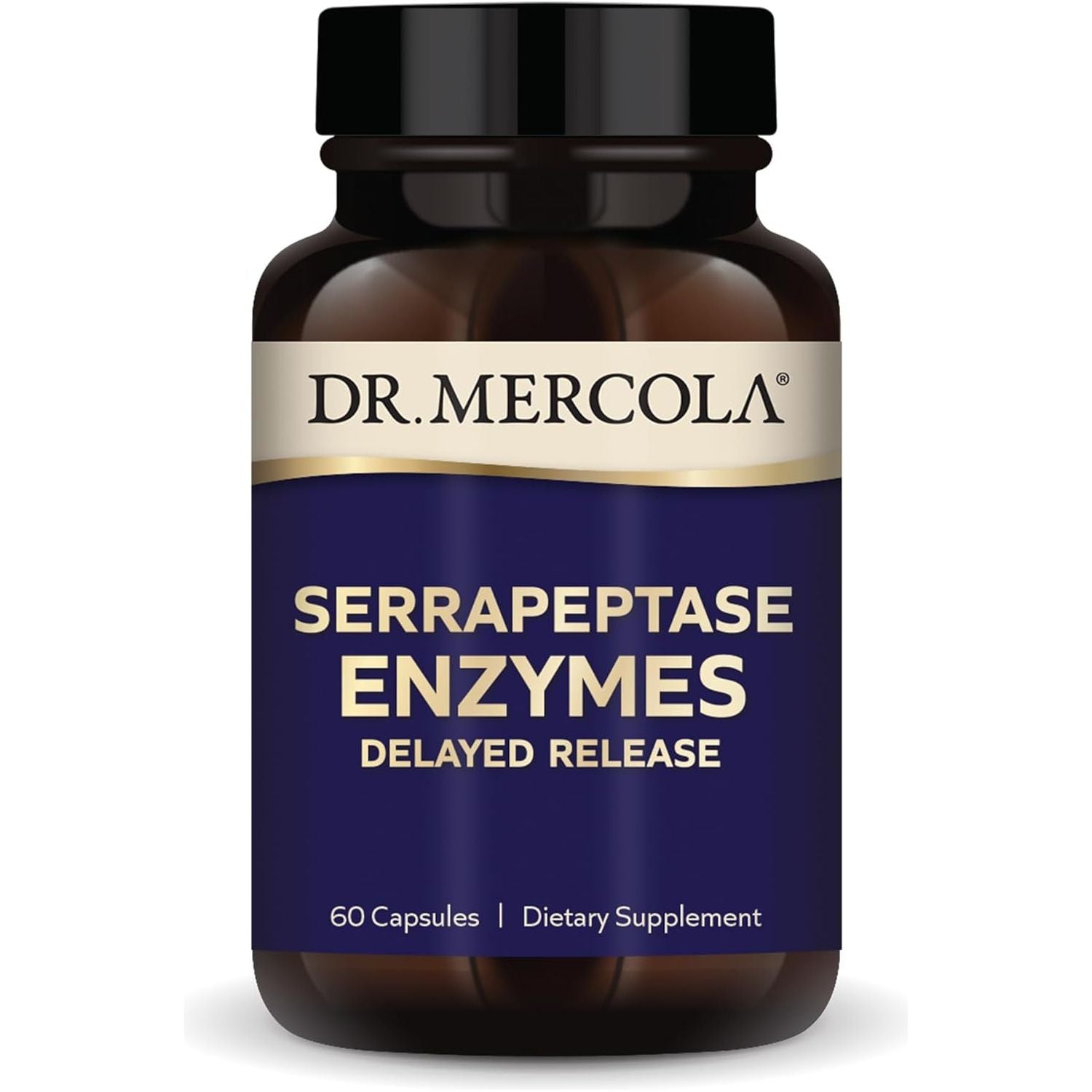 Dr. Mercola Serrapeptase Enzymes, Delayed Release, Supports Healthy Cellular Function, Non-Gmo (60 Capsules)