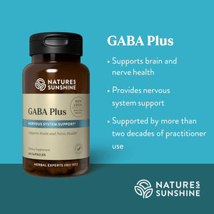 Nature'S Sunshine GABA Plus, Kosher | Brain Health and Nervous System Support 60 Capsules
