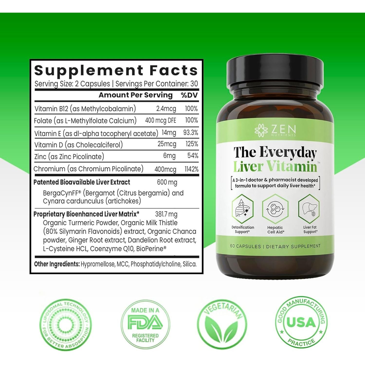 Zen Nutrients the Everyday Liver Vitamin - Liver Cleanse Detox & Repair