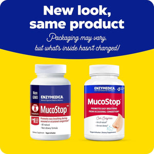 Enzymedica, Mucostop, Natural Enzyme Supplement, Relieves Seasonal or Occasional Congestion, Supports Easy Breathing, 48 Count