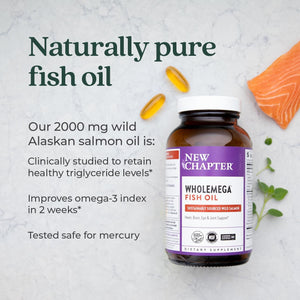 New Chapter Wholemega Fish Oil Supplement - 180 Ct, 1000Mg Softgels