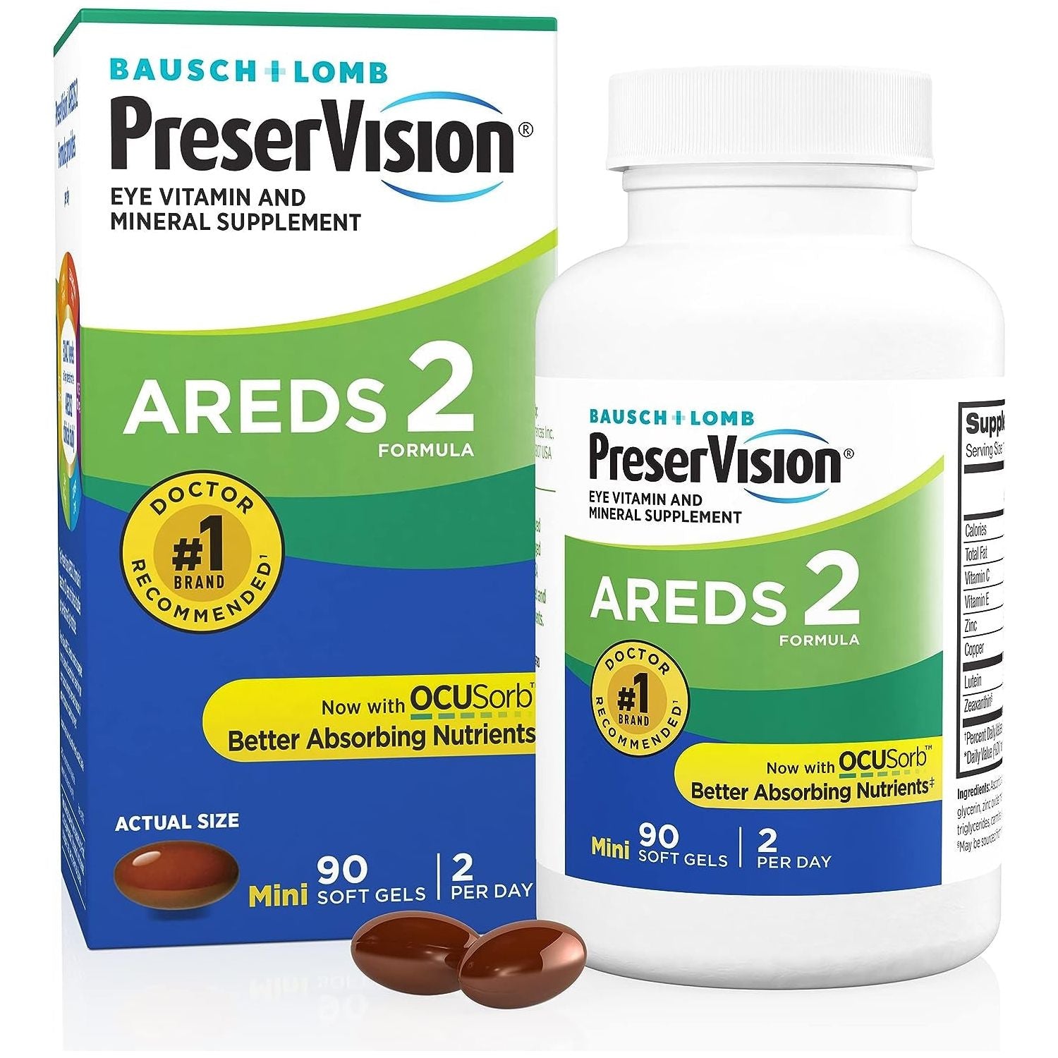 Preservision AREDS 2 Eye Vitamin & Mineral Supplement, Contains Lutein, Vitamin C, Zeaxanthin, Zinc & Vitamin E, 90 Softgels