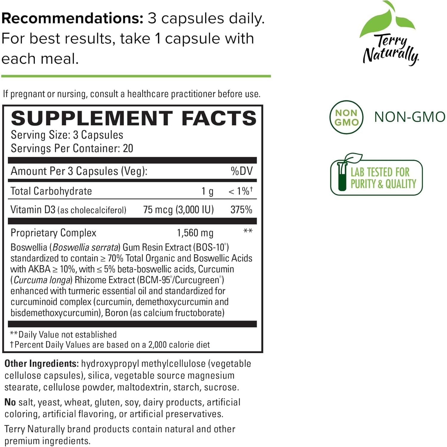 Terry Naturally Healthy Knees & Joints - Dietary Supplement to Support Bone Health & Joint Flexibility 60 Capsules