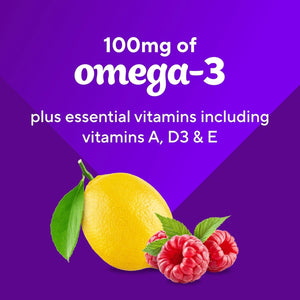 Vitafusion Omega-3 Gummy Vitamins, Berry Lemonade Flavored, Heart Health Vitamins 120 Count