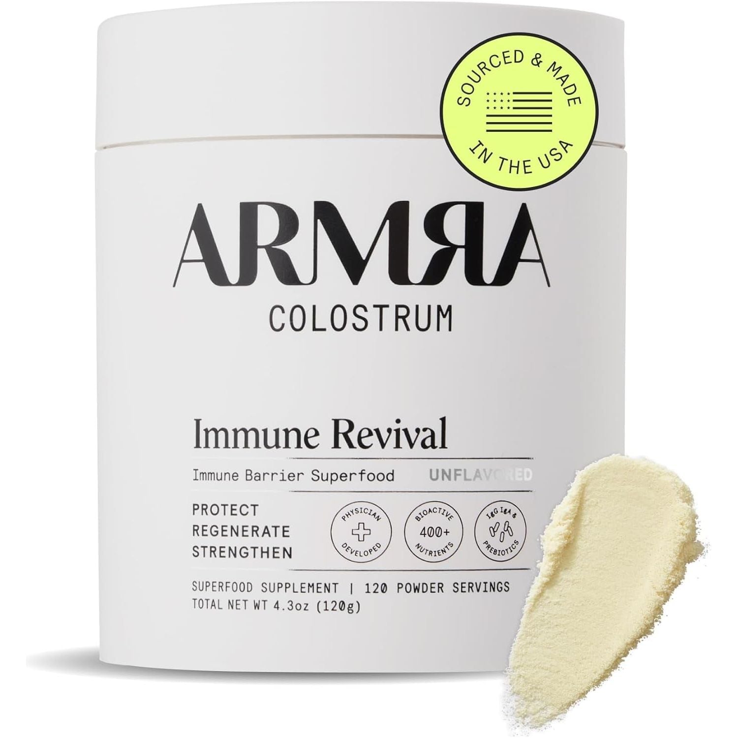 ARMRA Colostrum™ Premium Powder, Grass Fed, Gut Health Bloating Immunity Skin & Hair, 120 Servings